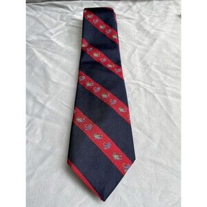 Ambercromie & Fitch Necktie Mens Fishing Lure Red Blue Stripped Pattern Silk